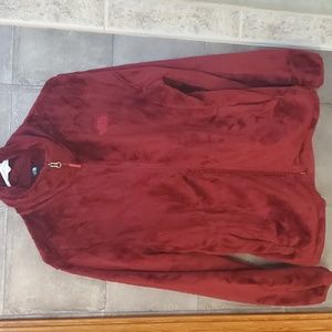 ❄️NorthFace womens red burgundy full zip fleece fuzzy jacket size Large L